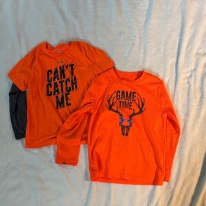Under Armour Kids Orange Long Sleeve Tees - 'Can't Catch Me' & 'Game Time'